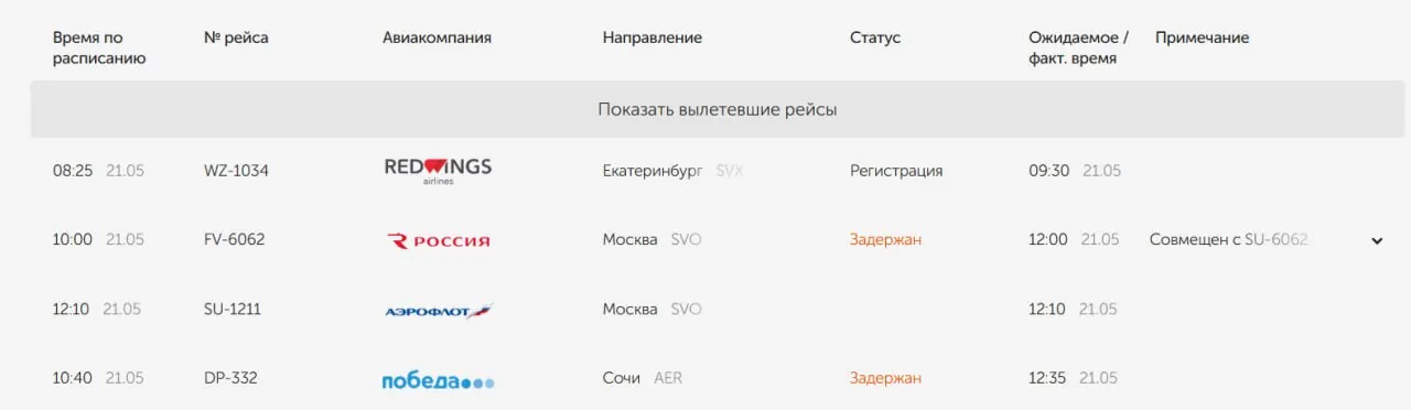 В аэропорту Курумоч спокойная обстановка; по состоянию на сейчас задержаны два рейса — в Москву и Сочи.