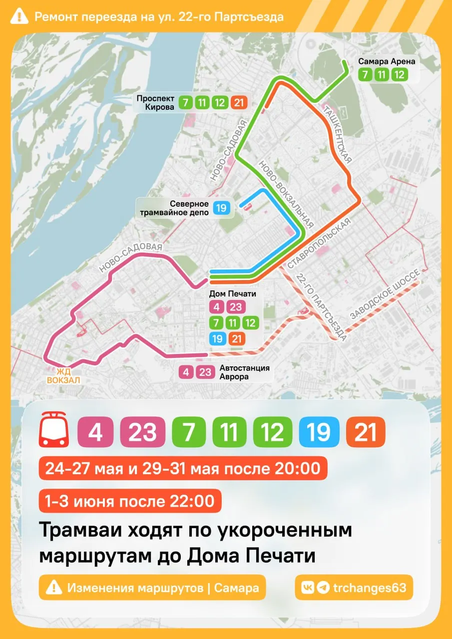 На перекрёстке XXII Партсъезда и Вольской проводятся работы — с 22 мая по 4 июня изменится схема движения общественного транспорта.