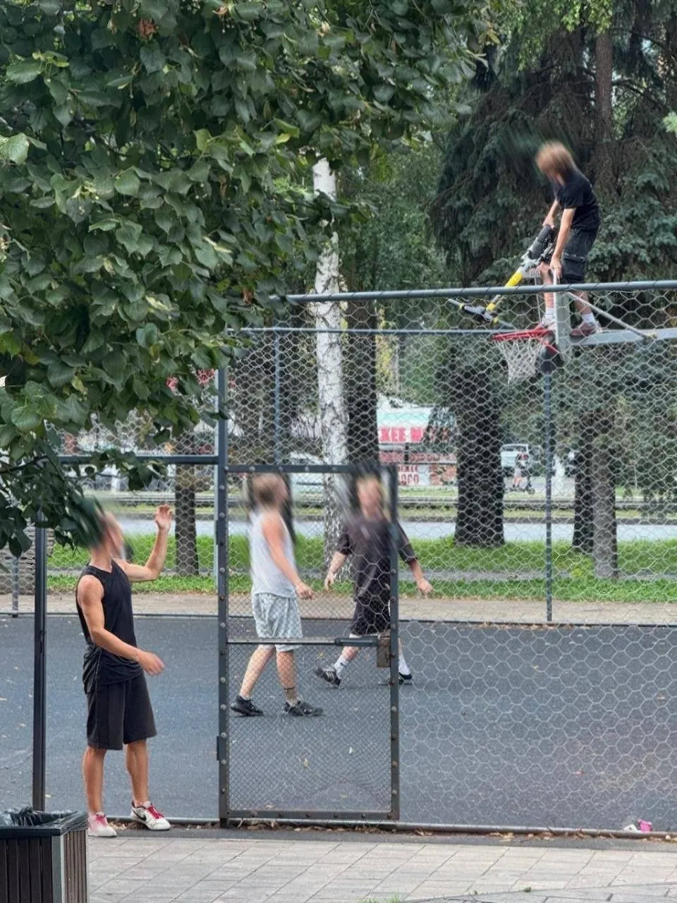 В Самаре на одной из городских площадок подростки нашли неожиданное применение кикшеринга: самокат забросили в баскетбольное кольцо.
