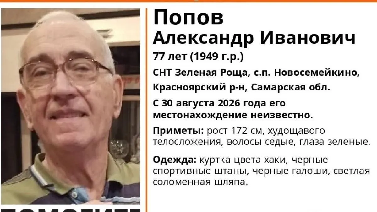 77-летний мужчина пропал 30 августа в СНТ «Зелёная Роща» в Новосемейкино; он дезориентирован и нуждается в медицинской помощи.