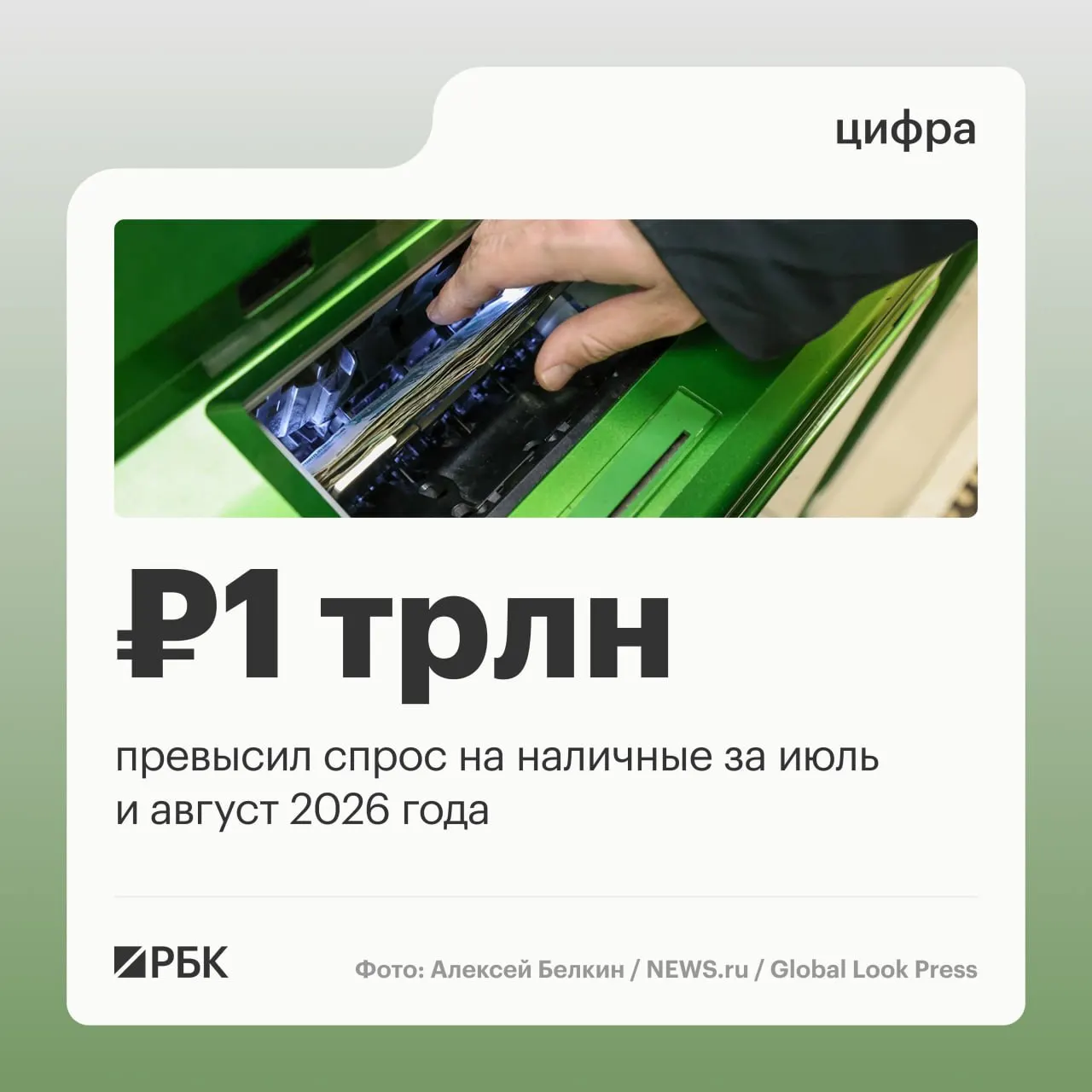 В августе наличные в обращении выросли на 443 млрд рублей; за год прирост составил примерно 2,5 трлн рублей.
