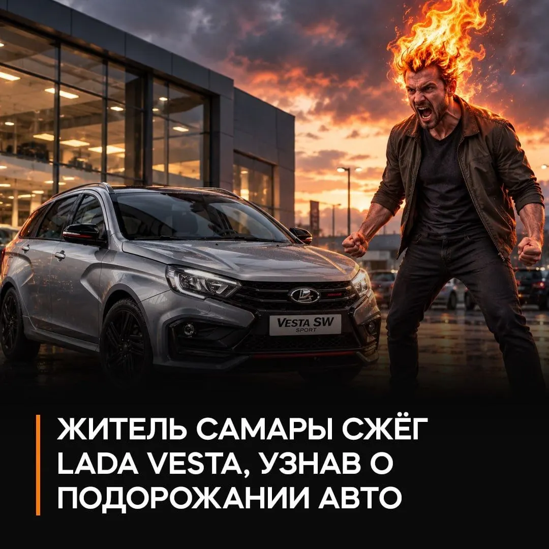 Мужчина, оформив договор купли-продажи, ожидал забрать автомобиль по согласованной цене, но цена выросла. Затем он бросил бутылку с горючей жидкостью на парковке, из-за чего загорелась Lada Vesta; ущерб свыше 350 тысяч рублей, возбуждено уголовное дело.